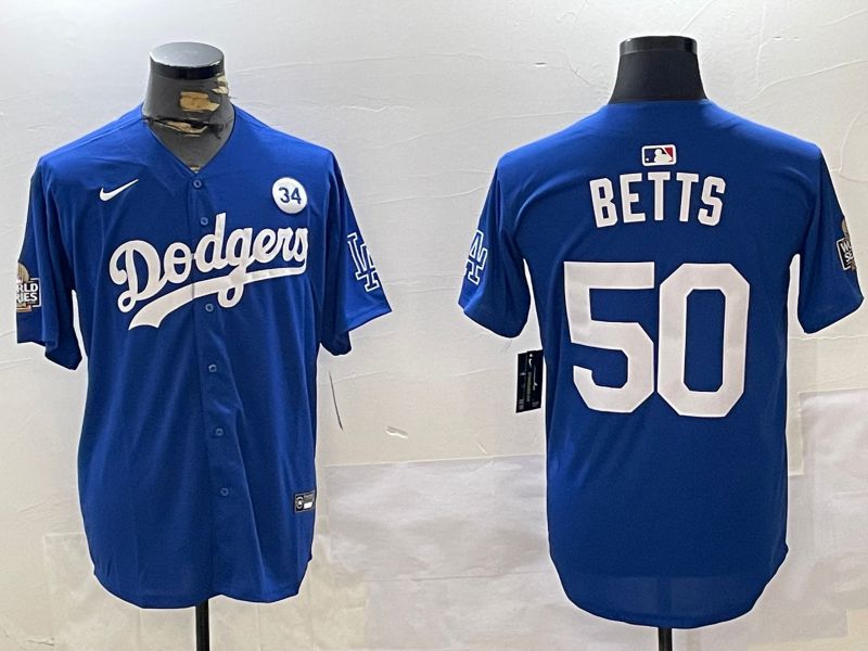 Men Los Angeles Dodgers #50 Betts Blue Game 2024 Nike MLB Jersey style 1120->los angeles dodgers->MLB Jersey